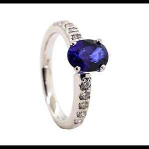 1.41 ctw Sapphire & Diamond Ring - 14KT White Gold
